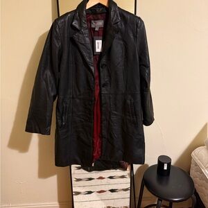 Black Leather Women's Coat